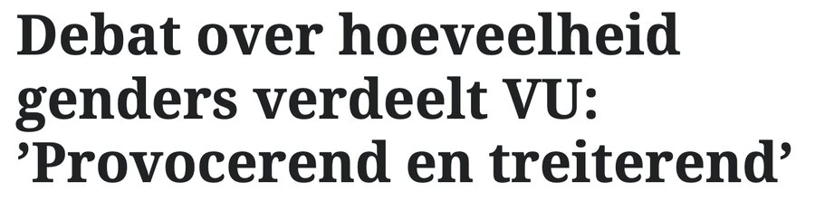 Debat over hoeveelheid genders verdeelt VU: 'Provocerend en treiterend'
