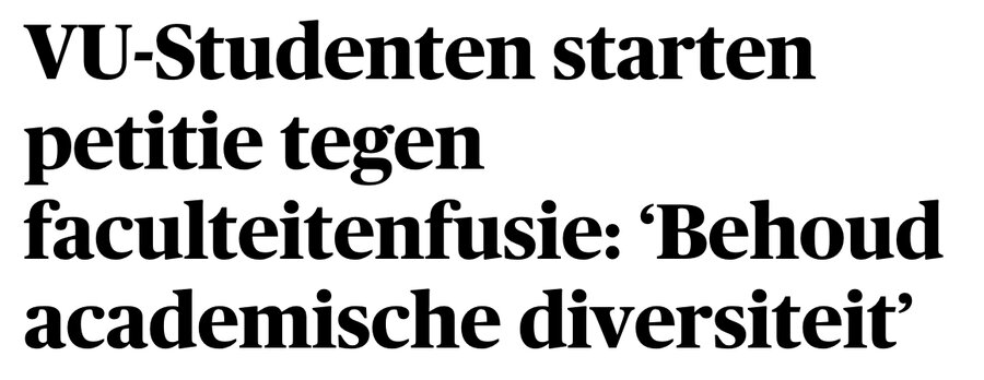 VU-Studenten starten petitie tegen faculteitenfusie: 'Behoud academische diversiteit'