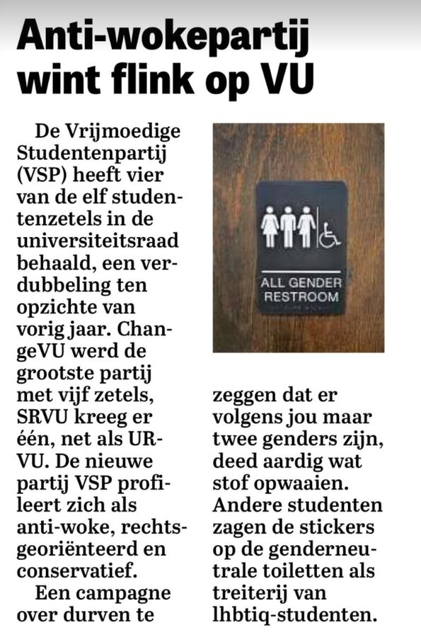 Anti-wokepartij wint flink op VU